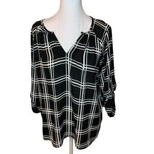 Collective Concepts women's black and white plaid blouse, size small